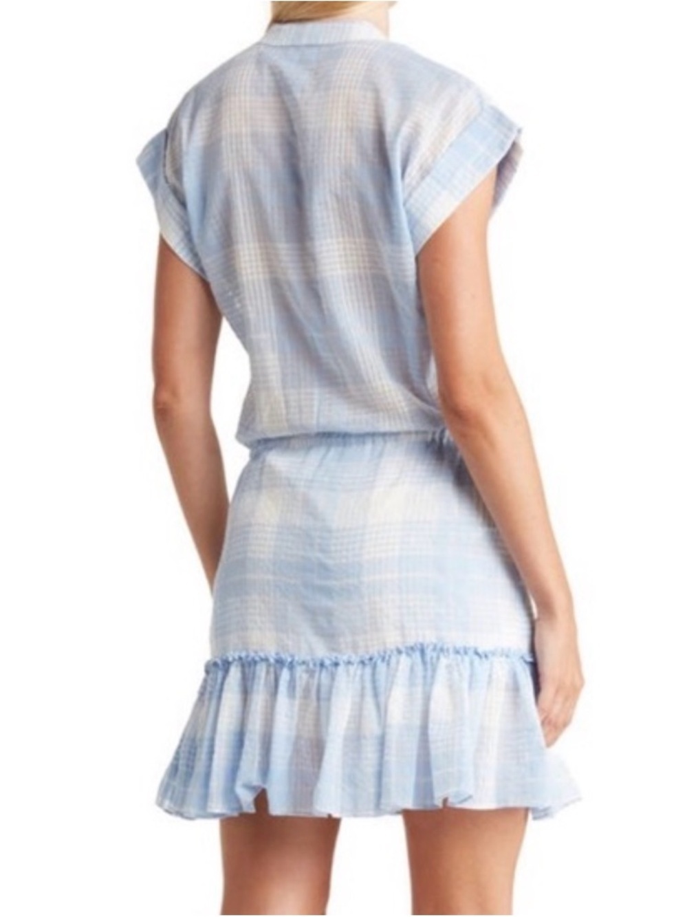 NWT Veronica Beard Hanne Sky White Mini Plaid Shirt Dress Size Small - Picture 4 of 14